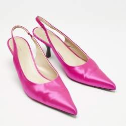 The Row Fuchsia Pink Satin Pointed Toe Slingback Pumps Size 40
