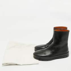 The Row Black Leather Boris Ankle Boots Size 38.5