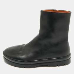The Row Black Leather Boris Ankle Boots Size 38.5