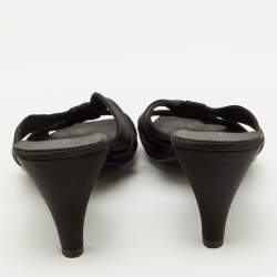 The Row Black Satin Soft Knot Slide Sandals Size 40