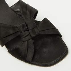 The Row Black Satin Soft Knot Slide Sandals Size 40