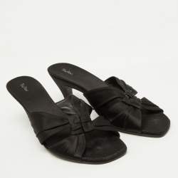 The Row Black Satin Soft Knot Slide Sandals Size 40