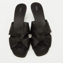 The Row Black Satin Soft Knot Slide Sandals Size 40