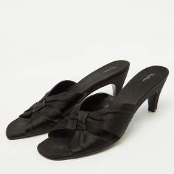 The Row Black Satin Soft Knot Slide Sandals Size 40