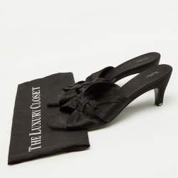 The Row Black Satin Soft Knot Slide Sandals Size 40