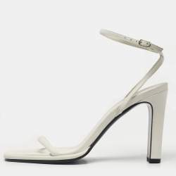 Pre Owned The Row White Leather Kate Ankle Strap Sandals Size 39