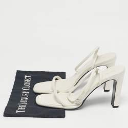 Pre Owned The Row White Leather Kate Ankle Strap Sandals Size 39