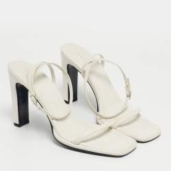 Pre Owned The Row White Leather Kate Ankle Strap Sandals Size 39
