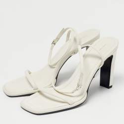 Pre Owned The Row White Leather Kate Ankle Strap Sandals Size 39