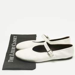 Pre Owned The Row White Fabric Mary Jane  Ballet Flats Size 40