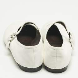 Pre Owned The Row White Fabric Mary Jane  Ballet Flats Size 40