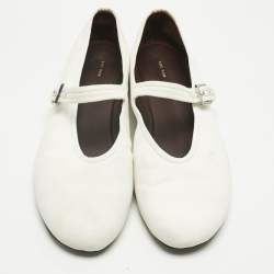 Pre Owned The Row White Fabric Mary Jane  Ballet Flats Size 40