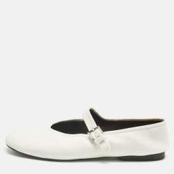Pre Owned The Row White Fabric Mary Jane  Ballet Flats Size 40