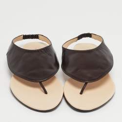 Pre Owned The Row Dark Brown Leather Ravello Slingback Flats Size 38