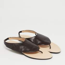 Pre Owned The Row Dark Brown Leather Ravello Slingback Flats Size 38