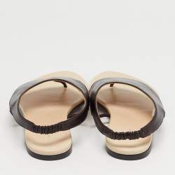 Pre Owned The Row Dark Brown Leather Ravello Slingback Flats Size 38