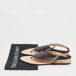 Pre Owned The Row Dark Brown Leather Ravello Slingback Flats Size 38