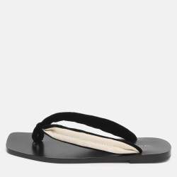 مملوكة مسبقًا The Row Swan Size 39 White/Black Canvas Thong Flats