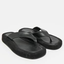 Pre Owned شبشب ذو رو جينزا جلد وأسود أبيض مقاس 36