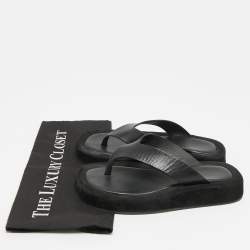 Pre Owned شبشب ذو رو جينزا جلد وأسود أبيض مقاس 36