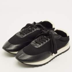 Pre Owned حذاء رياضي ذا رو جلدي أسود/أبيض مع شبك ورباط مقاس 38.5