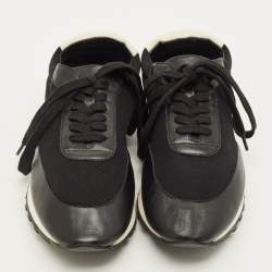 Pre Owned حذاء رياضي ذا رو جلدي أسود/أبيض مع شبك ورباط مقاس 38.5