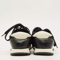 Pre Owned حذاء رياضي ذا رو جلدي أسود/أبيض مع شبك ورباط مقاس 38.5