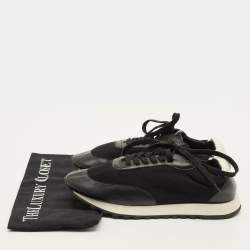 Pre Owned حذاء رياضي ذا رو جلدي أسود/أبيض مع شبك ورباط مقاس 38.5