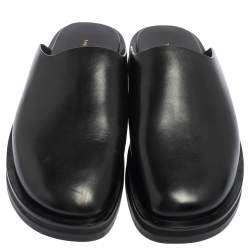 The Row Black Leather Sabot Flat Mule Sandals Size 37