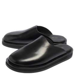 The Row Black Leather Sabot Flat Mule Sandals Size 37