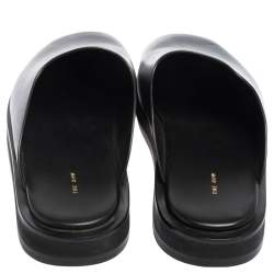 The Row Black Leather Sabot Flat Mule Sandals Size 37