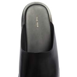 The Row Black Leather Sabot Flat Mule Sandals Size 37
