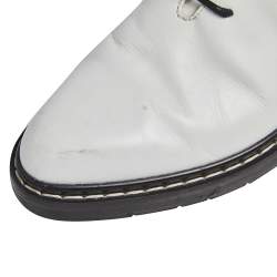 The Row White Leather Fara Lace Up Combat Boots Size 37
