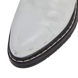 The Row White Leather Fara Lace Up Combat Boots Size 37