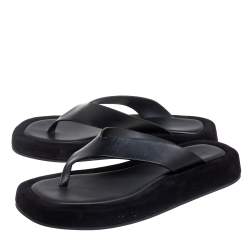 The Row Black Leather Ginza Thong Sandals Size 39