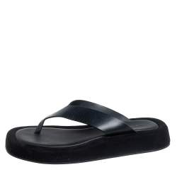 The Row Black Leather Ginza Thong Sandals Size 39