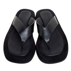 The Row Black Leather Ginza Thong Sandals Size 39