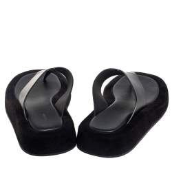 The Row Black Leather Ginza Thong Sandals Size 39