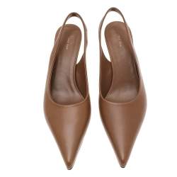 Pre Owned The Row Brown Leather Bourgeoise Slingback Sandals Size 39