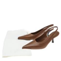 Pre Owned The Row Brown Leather Bourgeoise Slingback Sandals Size 39