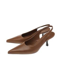 Pre Owned The Row Brown Leather Bourgeoise Slingback Sandals Size 39