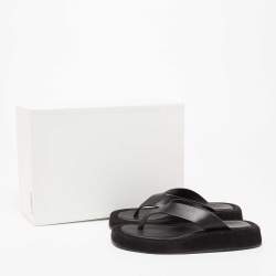 The Row Black Leather And Suede Ginza Thong Sandals Size 37