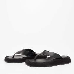 The Row Black Leather And Suede Ginza Thong Sandals Size 37