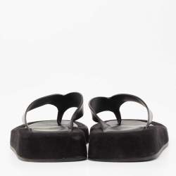 The Row Black Leather And Suede Ginza Thong Sandals Size 37