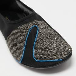 The Row Black Mesh Embellished Beads Ballet Flats Size 39
