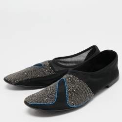 The Row Black Mesh Embellished Beads Ballet Flats Size 39