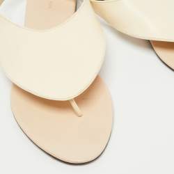 The Row Cream Leather Ravello Flat Sandals Size 38