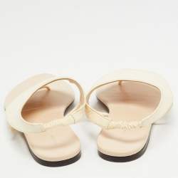 The Row Cream Leather Ravello Flat Sandals Size 38