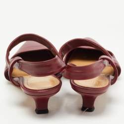 The Row Burgundy Leather Coco Twist Slingback Pumps Size 40