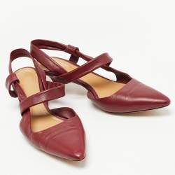 The Row Burgundy Leather Coco Twist Slingback Pumps Size 40
